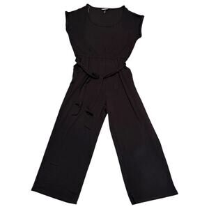 Allison Brittney Black Cuff Sleeve Straight Leg Jumpsuit Size Large